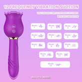 Sucking & Vibrating Rose Massager Stick - Seductiva